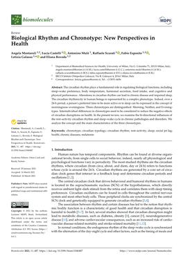 Biological Rhythm and Chronotype: New Perspectives in Health