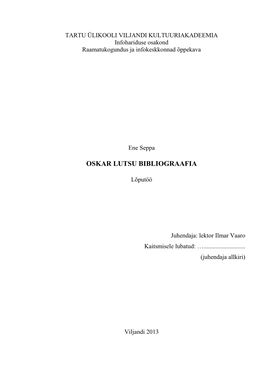 Oskar Lutsu Bibliograafia