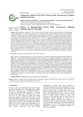 Comparative Analysis of GC-MS of Isolona Engl. (Annonaceae) in Nigeria and the Cameroons