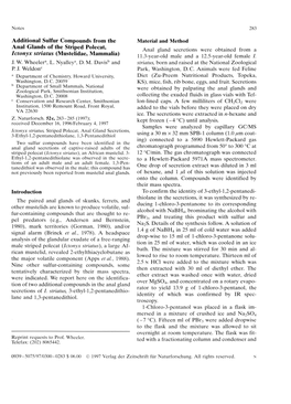 Additional Sulfur Compounds from the Anal Glands of The