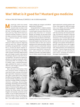 War! What Is It Good For? Mustard Gas Medicine