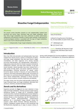 Bioactive Fungal Endoperoxides Valery M Dembitsky