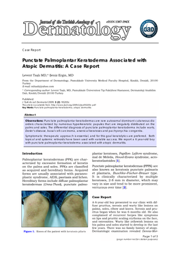 Punctate Palmoplantar Keratoderma Associated with Atopic Dermatitis: a Case Report