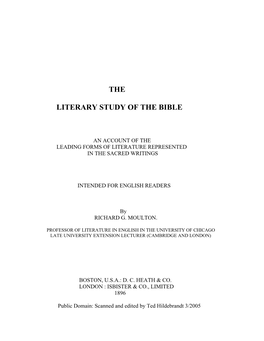 The Literary Study of the Bible Is a Common Meeting-Ground