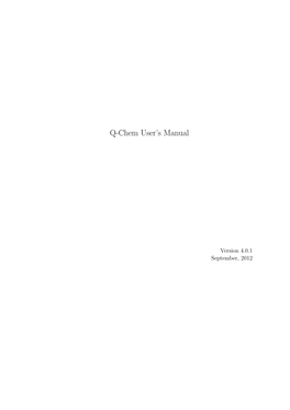 Q-Chem 4.0 User's Manual