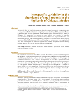 Interspecific Variability in the Abundance of Small Rodents in the Highlands of Chiapas, Mexico