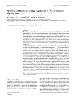 Structure and Kinematics of Edge-On Galaxy Discs – V. the Dynamics of Stellar Discs � M