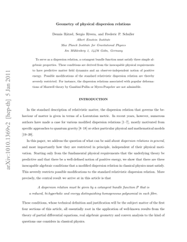 Arxiv:1010.1369V2 [Hep-Th] 5 Jan 2011 This Severely Restricts Possible Modiﬁcations to the Standard Relativistic Dispersion Relation