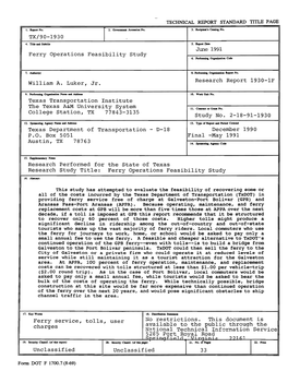 Ferry Operations Feasibility Study