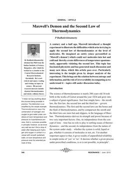 Maxwell's Demon and the Second Law of Thermodynamics
