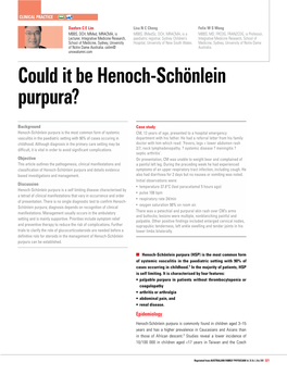 Could It Be Henoch-Schönlein Purpura?