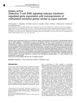 Regulated Gene Expression and Overexpression of Methylation-Sensitive Genes Similar to Lupus Patients