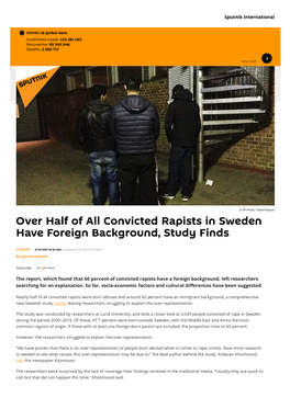 Over Half of All Convicted Rapists in Sweden Have Foreign Background, Study Finds