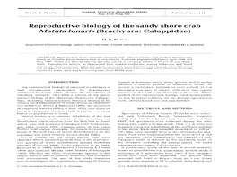 Reproductive Biology of the Sandy Shore Crab Matuta Lunaris (Brachyura: Calappidae)