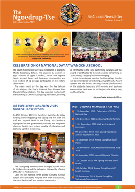 Ngoedrup-Tse Volume II Issue II Bi-Annualthe Newsletter Bi-Annual Newsletter Ngoedrup-Tse Volume II Issue II July - December 2019