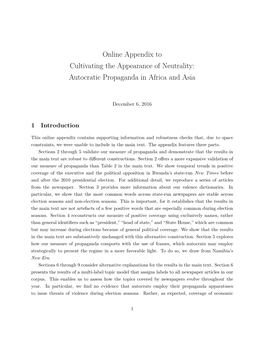 Online Appendix to Cultivating the Appearance of Neutrality: Autocratic Propaganda in Africa and Asia