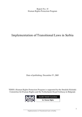 Implementation of Transitional Laws in Serbia
