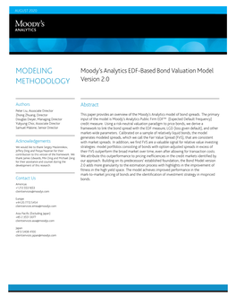 Moody's Analytics EDF-Based Bond Valuation Model Version