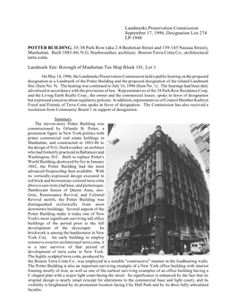 Potter Building Designation Report