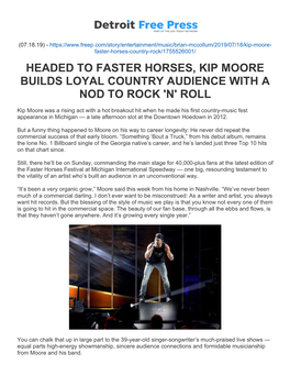 Headed to Faster Horses, Kip Moore Builds Loyal Country Audience with a Nod to Rock 'N' Roll