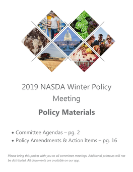 2019 NASDA Winter Policy Meeting Policy Materials