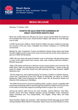 Stuart Ayres MEDIA RELEASE