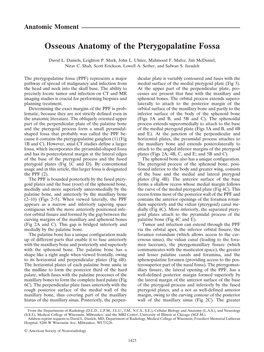 Anatomic Moment: Osseous Anatomy of the Pterygopalatine Fossa