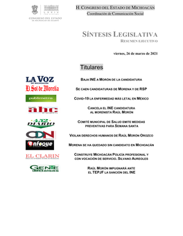 Síntesis Legislativa Resumen Ejecutivo