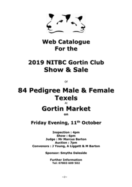 Show & Sale 84 Pedigree Male & Female Texels Gortin Market