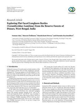 Exploring Flat Faced Longhorn Beetles (Cerambycidae: Lamiinae) from the Reserve Forests of Dooars, West Bengal, India