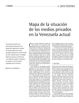 Mapa De La Situación De Los Medios Privados En La Venezuela Actual