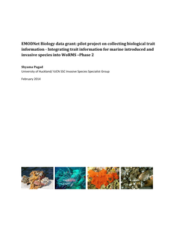 Pilot Project on Collecting Biological Trait Information - Integrating Trait Information for Marine Introduced and Invasive Species Into Worms –Phase 2