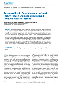 Augmented Reality Smart Glasses in the Smart Factory: Product Evaluation Guidelines and Review of Available Products