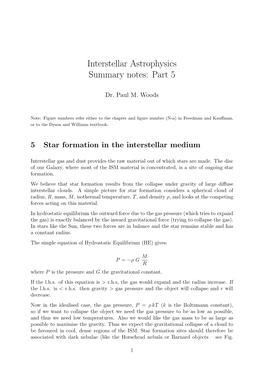 Interstellar Astrophysics Summary Notes: Part 5