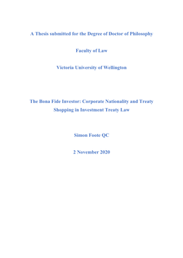 A Thesis Submitted for the Degree of Doctor of Philosophy Faculty of Law