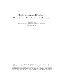 Black, Merton, and Scholes — Their Central Contributions to Economics