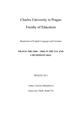 Charles University in Prague Faculty of Education