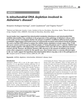 Is Mitochondrial DNA Depletion Involved in Alzheimer's Disease?