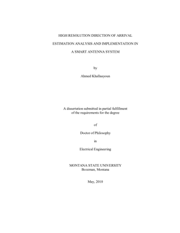 High Resolution Direction of Arrival Estimation Analysis