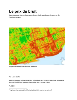 Le Prix Du Bruit La Croissance Économique Aux Dépens De La Santé Des Citoyens Et De L’Environnement?