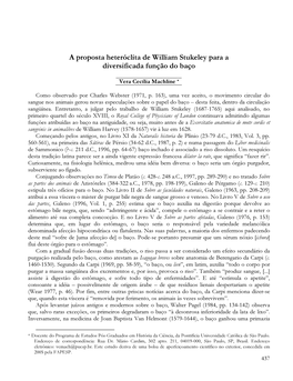 A Proposta Heteróclita De William Stukeley Para a Diversificada Função Do Baço