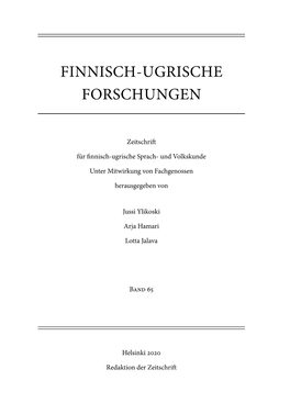 Finnisch-Ugrische Forschungen 65
