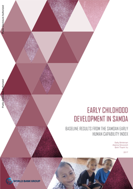 Early Childhood Development in Samoa Baseline Results from the Samoan Early Human Capability Index