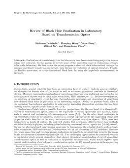 Review of Black Hole Realization in Laboratory Based on Transformation Optics