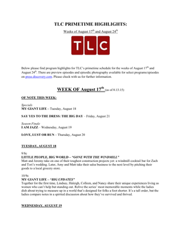 Tlc Primetime Highlights