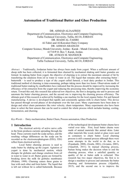 Automation of Traditional Butter and Ghee Production