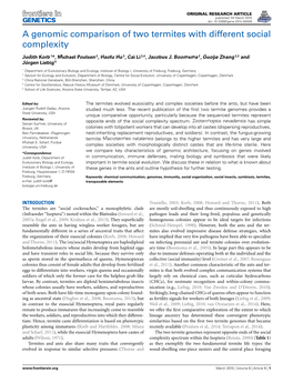 A Genomic Comparison of Two Termites with Different Social Complexity