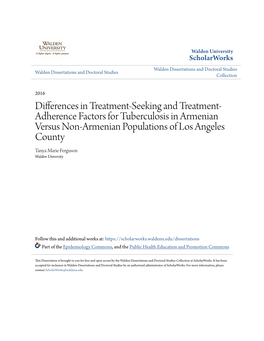 Differences in Treatment-Seeking and Treatment-Adherence Factors for Tuberculosis in Armenian Versus Non-Armenian Populations Of