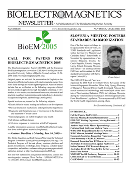 NEWSLETTER• a Publication of the Bioelectromagnetics Society