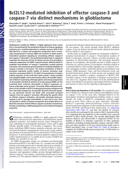 Bcl2l12-Mediated Inhibition of Effector Caspase-3 and Caspase-7 Via Distinct Mechanisms in Glioblastoma